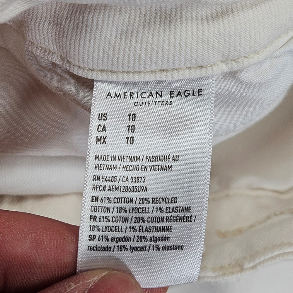 American Eagle Trouser Bermuda Womens 10 White Stretch Cotton Lyocell Shorts - Picture 5 of 13